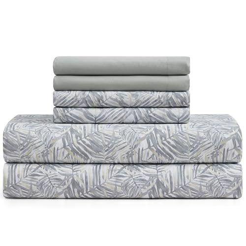 Caribbean Joe 6-Pc Queen Sheet Set with Cooling Pillowcases, Palm Island