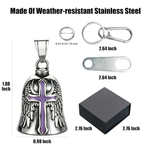 Image of Motorcycle Bell Guardian Angel Charm - Weather-resistant Good Luck Gremlin Bells With Gift Box, Legend Card, Keychain