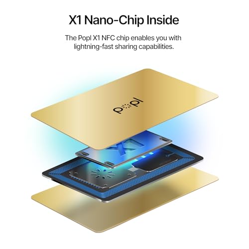 Image of Authentic Patented Popl Card (Avoid Fake Knockoffs) - Smart NFC Networking Card - Simply Tap to Exchange Contact Info, Capture Leads, & Manage Contacts (Gold)
