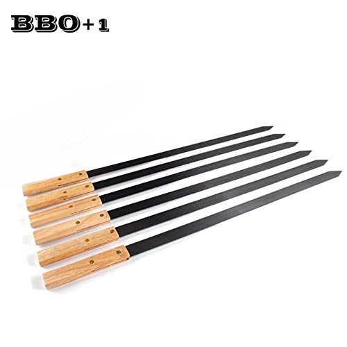 YEZINB 23.5in 60cm Stainless steel BBQ Skewers Large Brazilian Kabob Skewer Heavy Duty Wide Grill BBQ Fork Long Wood Handle BBQ Tool,1pcs