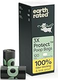 Earth Rated Odor-Blocking Poop Bags for Dogs with 3X Protect, Guaranteed to Block Smells & Leak-Proof Performance, Conceals Smell & Mess, Unscented, 108 Bags