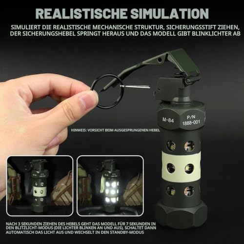 Gunyoo Airsoft Flashbang Modell Taktische Handgranate Spielzeug Outdoor Camping Notlicht für Paintball Kampf CS Schlacht Spiel Militär Cosplay Requisiten Feld Training