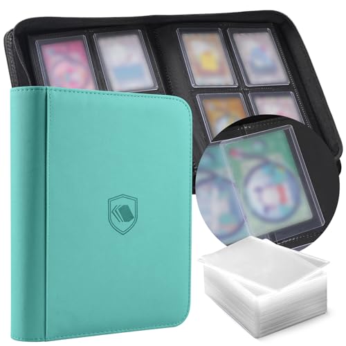 Image of Top Loader Binder 4 Pocket, Holds 160 Toploaders, 100 Toploaders INCLUDED | Toploader Binder for 3 inch x 4 inch Rigid Toploaders, Trading Card Binder for TCG, MTG, Sport Cards, PU Leather Cover, Side Loading
