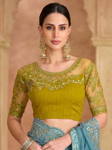 Image of AKHILAM Women's Satin Sequence Embroidery Saree With Unstitched Blouse Piece(SNDLWOD1601 TFH Parent)