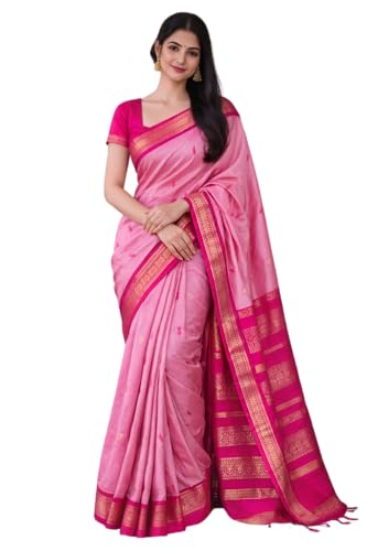 Image of South Cotton Gadwal Saree for Women | Celebrity Inspired Traditional Ethnic Wear | Chettinad & Kalyani Cotton Sarees | Soft Cotton Saree with Blouse Piece