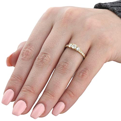 Pompeii 1ct 3 Stone Diamond Engagement Ring 14K Yellow Gold4