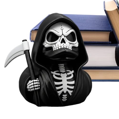 Skeleton Ducks Statue - Gothic Ducks With Scythe In Hand, Desk Decoration, Disturbing Christmas Accent Collectible Figurine | Gothic Car Dashboard For Ornament Accessories