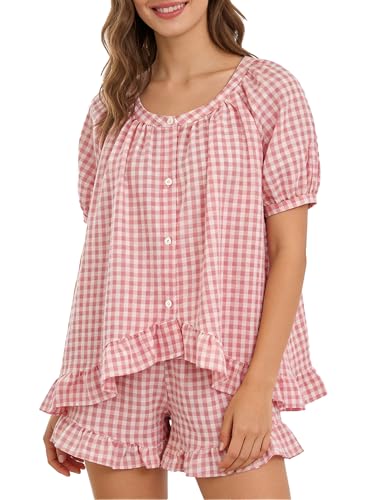 Pyjama vichy manches courtes anti-transpiration et short fluide