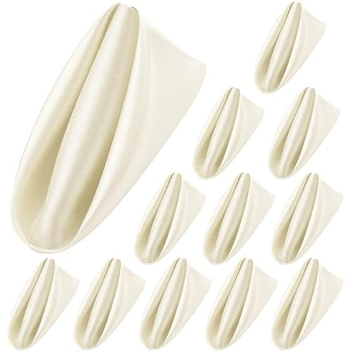 Silky Satin Cloth Napkins, Satin Napkin Set(Beige,24PC-30 * 30PC)
