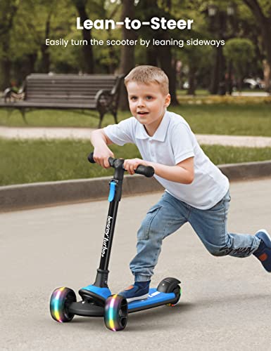 Besrey Kick Scooter For Kids Ages 3-10, 3 Wheel Scooter For Kids With Adjustable Height, Folding Kids Scooter With Led Light Wheels Rear Brak Extra Wide Deck Outdoor Activities For Boys/Girls #TOP6