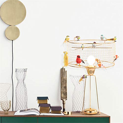 Desk Lamp E27 Light Modern Simple Living Room Bedroom Modern Bedside Lamp Plating Wrought Iron Creative Gold Wire Birdcage Table Lamp with Button Switch (Including 12 Birds Decoration) steampunk buy now online Desk Lamp E27 Light Modern Simple Living Room Bedroom Modern Bedside Lamp Plating Wrought Iron Creative Gold Wire Birdcage Table Lamp with Button Switch (Including 12 Birds Decoration) steampunk buy now online