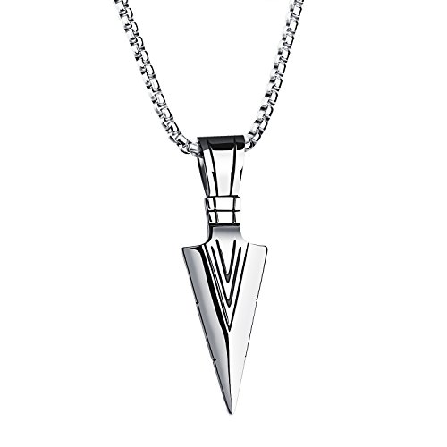 PAURO Hombres Acero Inoxidable Joyería Lanza Punto Flecha Colgante Collar De Plata...
