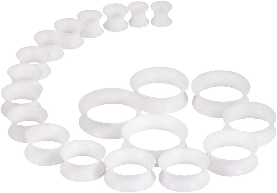 Oyaface 20 PCS Piercing Tunnel Set Soft/Hard Silicone Flesh Ear Plugs 2g-25mm Flexible Ear Stretching Gauge Expander
