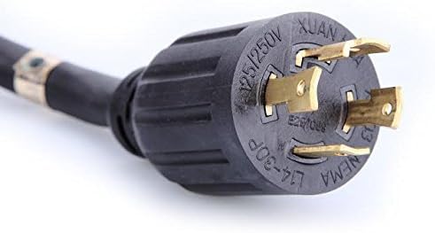 Ceptics 10-Ft 30-amp Generator Extension Cord NEMA L14-30 | UL Listed | 4-prong locking plug | 30A, 125/250V