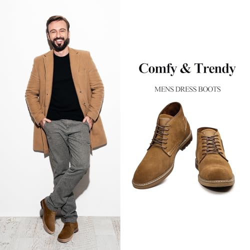 Image of Arkbird Mens Chukka Dress Boots Genuine Leather Suede Classic Fashion Casual Ankle Lace-up Dress Boots for Men