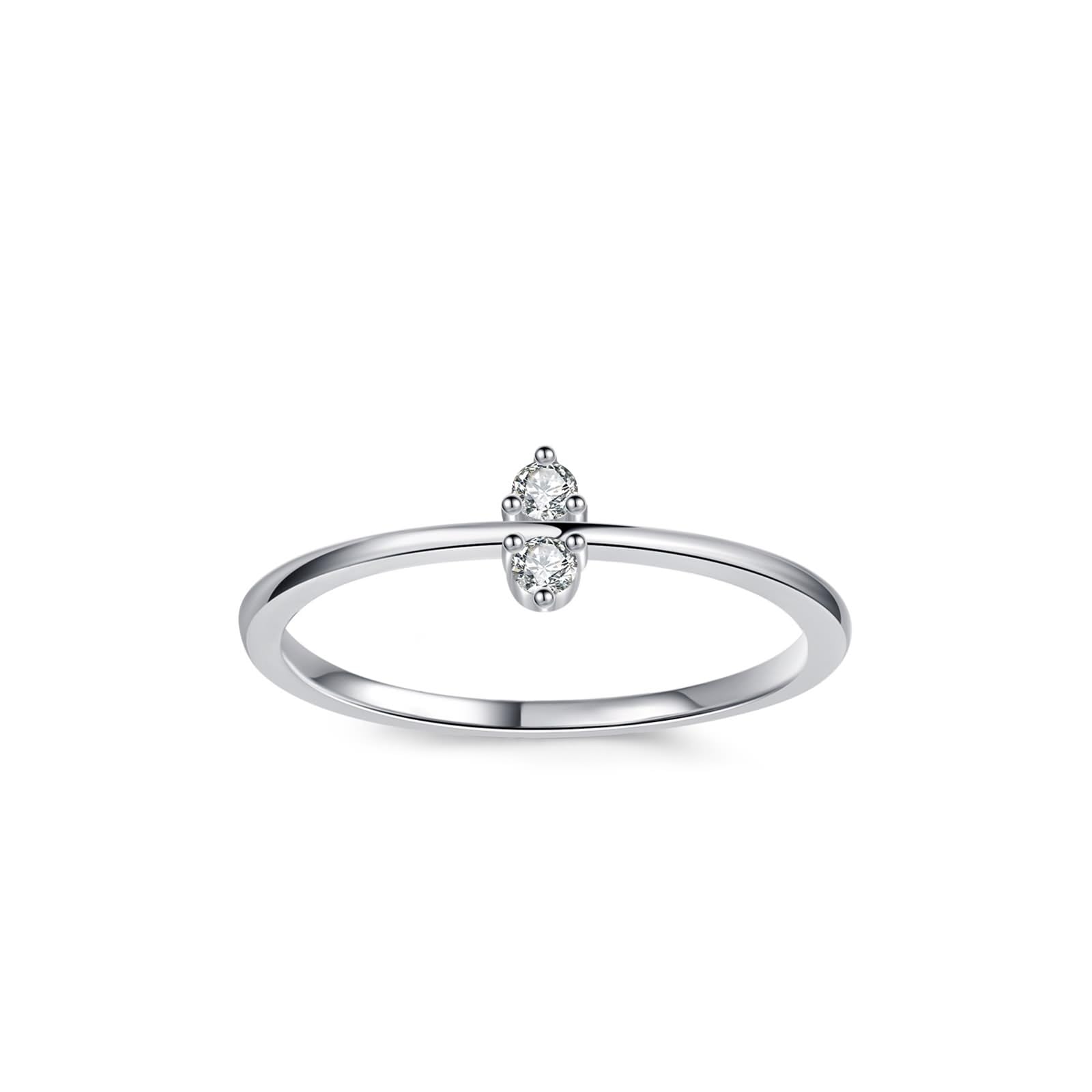 Anillos Mujer Vintage Anillo Apilable Simple Delgado Doble Redondo Diamante Oro Blanco Platino Tamaño 57 (18.1)