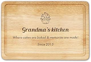 Personalised Wooden Chopping Board Cheese Board for Christmas Wedding Anniversary Birthday House Warming Gift for Wife Dad Kitchen Grandma with Any Text Name Date (Cake)