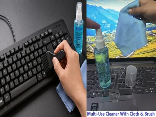 Image of Anjo 4 in 1 Combo of Wired Keyboard, 3 in 1 Cleaning Kit 100ml with Cloth & Brush, OTG C Male to A Type Female, Anti-Skid Mouse Pad