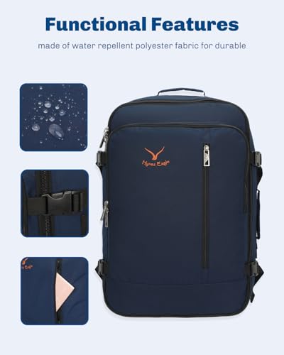 Image of Hynes Eagle Carry on Backpack 38L Large Travel Backpack for Women Flight Approved Weekender Bag Laptop Backpack Men 15 inches Dark Blue