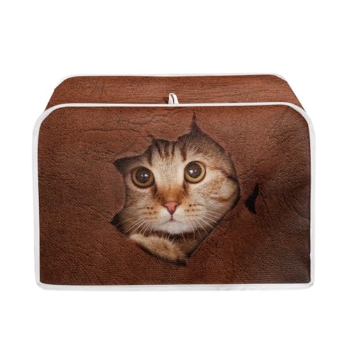 JSLXYYBQ 3D Cat Design 4 Slice Toaster Cover Small Kitchen Appliance Bread Maker Dust Cover and Fingerprint Protection