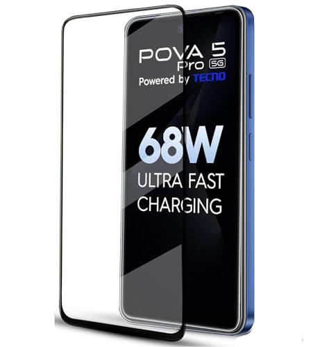 Image of DD SON Tempered Glass Screen Protector Compatible for Tecno Pova 5 Pro /Tecno Pova 6 Pro 5G (11D) with Edge to Edge Coverage and Easy Installation kit,Black