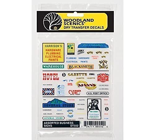 Assorted Business Signs Dry Transfer Decals Woodland Scenics