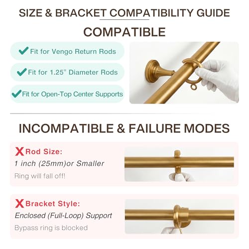 Image of TWOPAGES 10 Pcs C Shaped Bypass Burnished Brass Curtain Rings