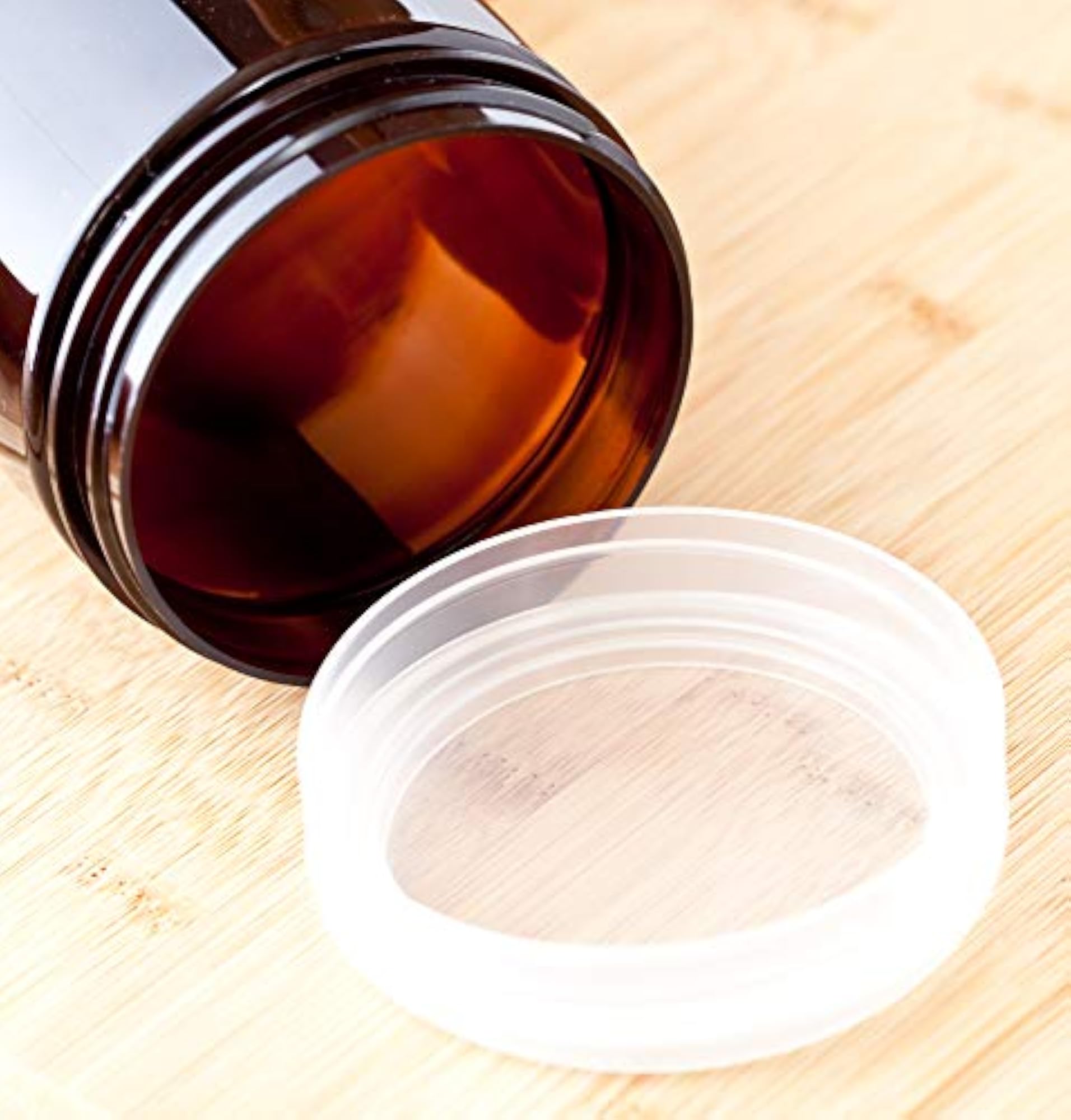 (6 Pack) 8 oz Amber PET Plastic Wide Mouth Low Profile Jar