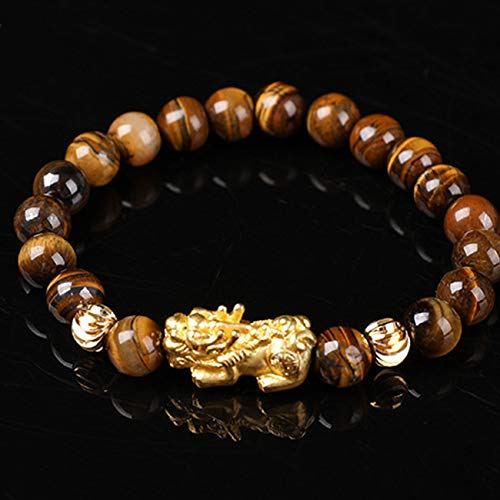 Attirer la chance et l'argent : bracelet homme oeil de tigre jaune contre le blocage financier