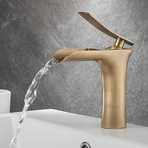 Robinet cascade laiton antique de style rétro, mitigeur d'exception 1 trou - 5