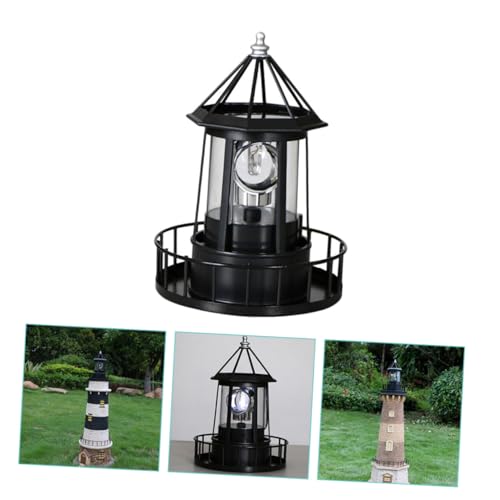 Lampe de phare solaire extérieure étanche rotative pour patio et cour