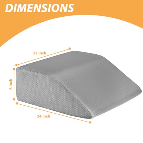 Image of Bedluxe Leg Elevation Pillows, Leg Pillows for Sleeping, Cooling Gel Memory Foam Top, Wedge Pillow for Legs, Leg Wedges for Circulation, Swelling, After Surgery - Removable Cover (8 Inch, Grey)