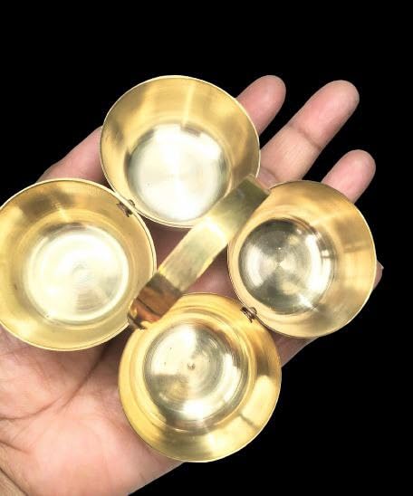 BriKSHi Brass Puja Chowmukh || Chokra Chopala Bowl Stand for Haldi, Kumkum, Rice, Elaichi,Mishri,Roli Pack of 1 3