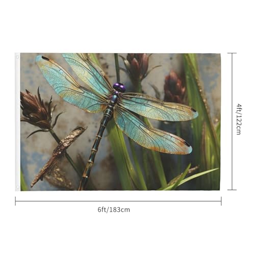 Drapeau libellule 1,2x1,8m double face avec oeillets pour jardin