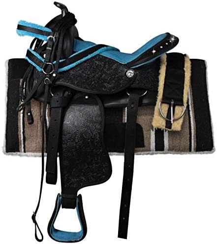 Western Barrel Racing Handmade Synthetic Cordura Horse Saddle Lightweight Trail Tack Equestrian Get Matching Headstall, Breastplate & REINS, Pad Size: 10-18 inches Seat, TR23