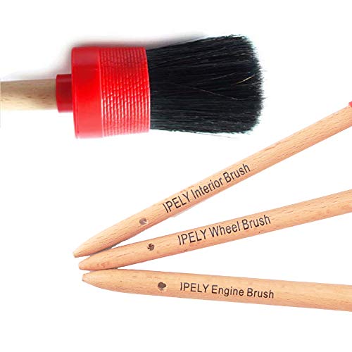 Ipely Natural Boar Hair Premium Detail Brushes Engine Cleaning Brushes Set Of 3 #TOP1