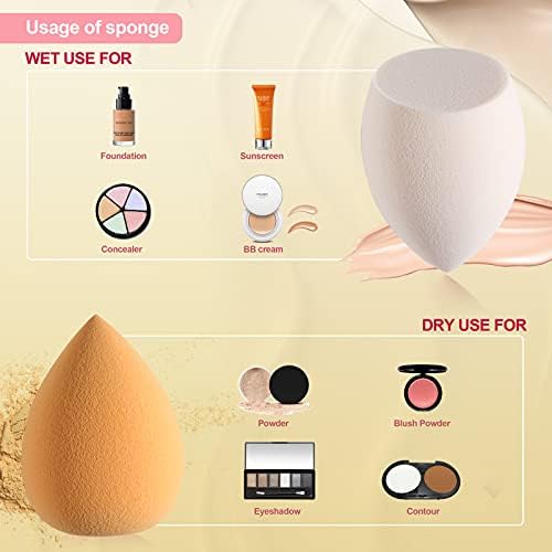 Makeup Sponge DUAIU 4 Pack Beauty Blender Foundation Sponges Set 4 Color Latex Free Blender Beauty Makeup Sponges with 1 Sponge Holder Case (Lemon Yellow)
