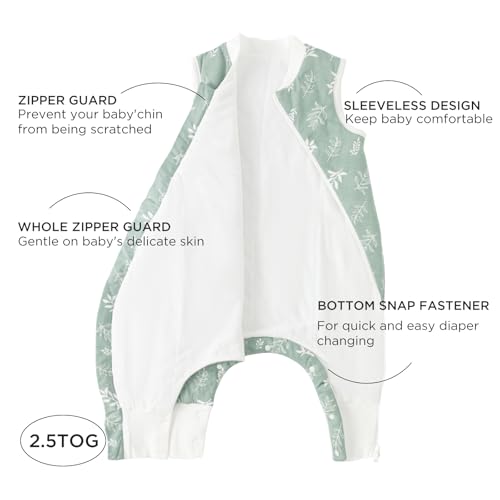 Image of Duomiaomiao 2.5 TOG Toddler Sleep Bag 6-12 Months 100% Cotton Winter Side Open Zipper Baby Sleep Sack with Feet, Warm Toddler Wearable Blanket