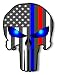 Punisher Police Military and Fire Thin Line USA Flag Decal American Flag Sticker Blue Green and Red stripe for cars trucks for honor and support of our officers and troops Vinyl Window Bumper