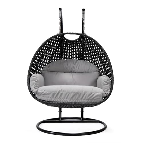 Image of Double Seater Cushion Set - Polyester Fabric Padded Seat for Hanging Egg /Garden Jhula (Light Grey)