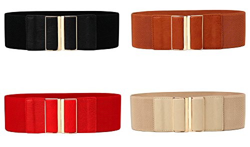 Women Stretchy Vintage Dress Belt Wide Elastic Waist Cinch Belt2