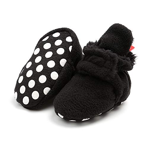 Image of GDSDYM Baby Booties Cozy Fleece Slippers Soft Baby Shoes With Gripper Soles, Winter Warm Infant Newborn Crib Sock Shoes First Walkers