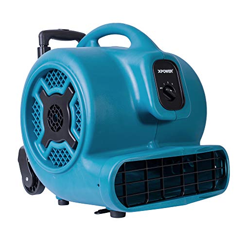 Image of XPOWER P-830H Pro 1 HP 3600 CFM Centrifugal Air Mover, Carpet Dryer, Floor Fan, Blower, Telescopic Handle and Wheels, for Water Damage Restoration, Janitorial, Plumbing, Home Use