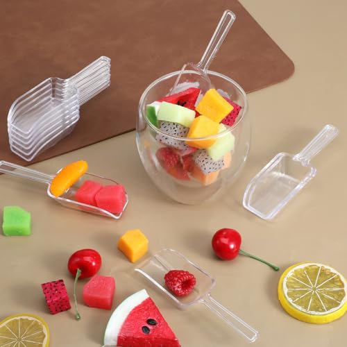 12 Pcs Mini Acrylic Plastic Kitchen Scoops 4.3\" Multi Purpose Ice Scoops Acrylic Scoop for Canisters for Christmas Popcorn Food Ice Cream Dessert Canisters Jars Buffet Kitchen Bar Wedding Party - Thumbnail 7