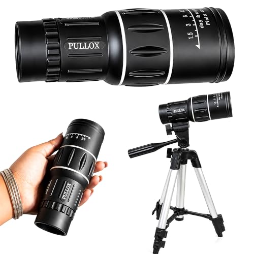 Image of Pullox 16x52 HD Monocular Telescope | Travel & Outdoor Moon Watching with a Small Tripod