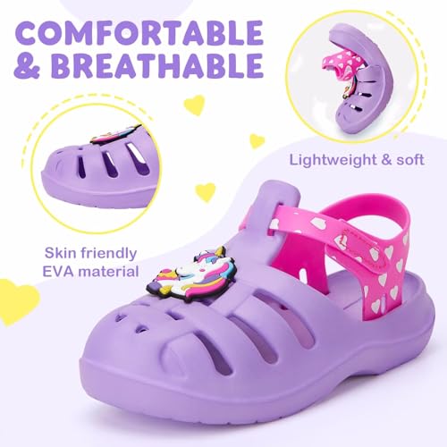 Image of FUNCOO PLUS Boys Girls Sandals Toddler Lightweight EVA Water Shoes Kids Closed Toe Fisherman Sandals Summer Beach Sports Shoes Outdoor