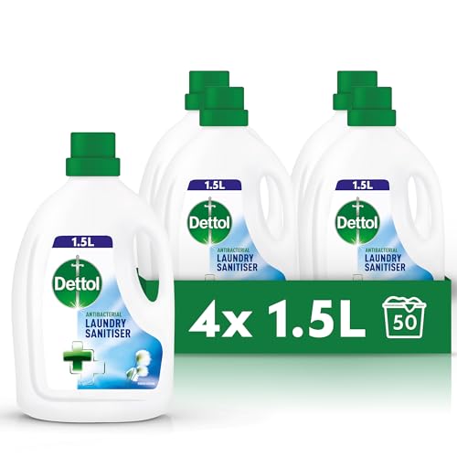 Dettol Antibacterial Laundry Cleanser Liquid Additive, Fresh Cotton, Multipack of 4 x 1.5 Litre