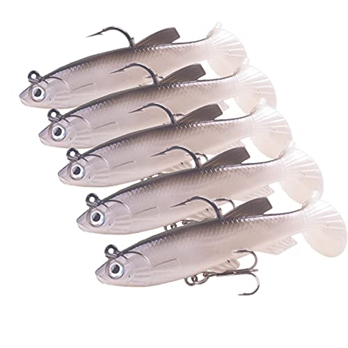 Symphonyw 5pcs lot 8cm Grey Fishing Lures Sea Bass Carp Wobblers Silicone Artificial Bait (4A)