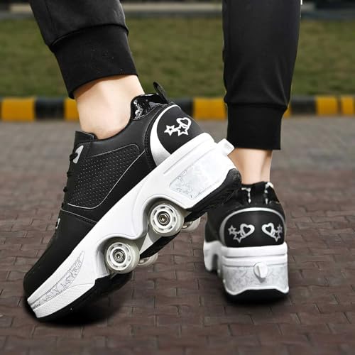 Roller Skate Shoes for Men, Double-Row Deform Wheel Automatic Walking Shoes, Retractable Roller Skate, Shoes with Wheels, Skating Shoes for Outdoor Fun & Fitness3
