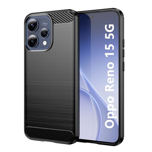 Wookfiss Custodia per OPPO Reno 15 5G Cover, [Fibra di Carbonio] Morbido Silicone TPU Custodia, Anti Scivolo Antigraffio Case per OPPO Reno 15 -Nero